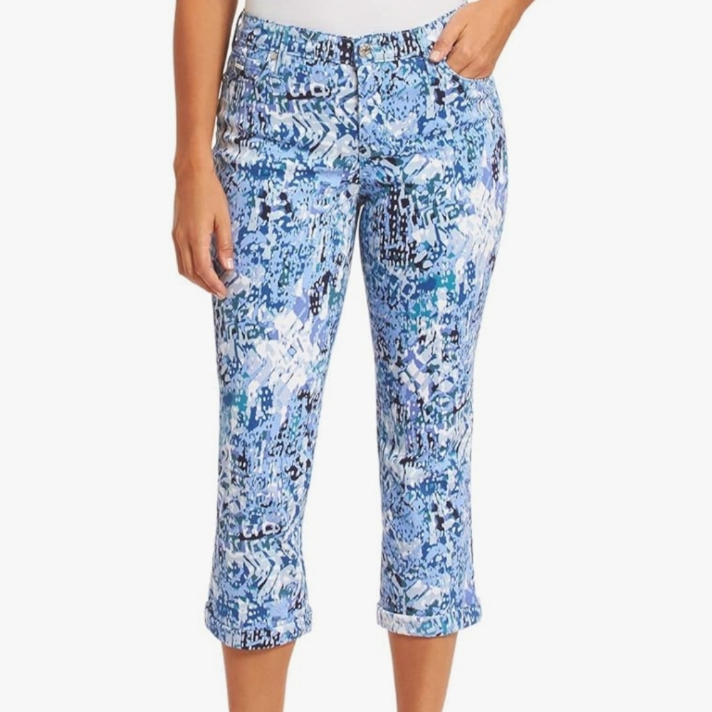 Nine West Blue Patterned Capris Sz 10 Has Streatch EUC
